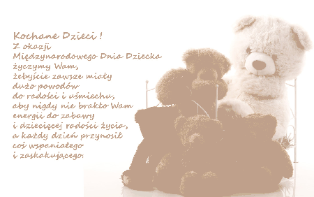 Misie z życzeniami na dzień dziecka